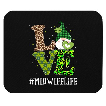 Discover Midwife Love St PatricDay Gnome Leopard Mouse Pads