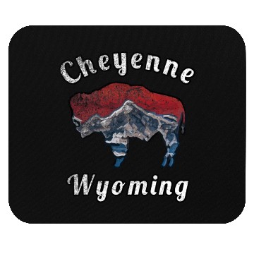 Discover Cheyenne Wyoming With Flag Themed Mountain Scenery Mouse Pads