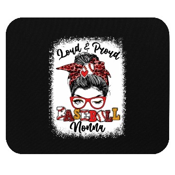 Discover Loud And Proud Baseball Nonna Messy Bun Bleached Mouse Pads