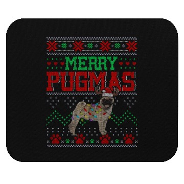 Discover Merry Pugmas Santa Reindeer Pug Farmer Mouse Pads