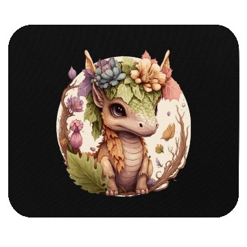 Discover Cottagecore Cute Baby Dragon Floral Fantasy Pet Fl Mouse Pads
