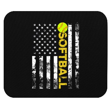 Discover American Flag Softball Team Mouse Pads
