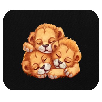 Discover Sleeping lion cubs Mouse Pads