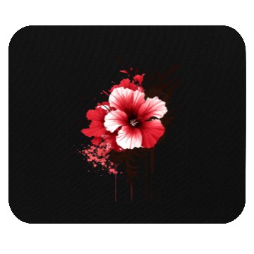 Discover A red hibiscus flower ink drawing Mouse Pads
