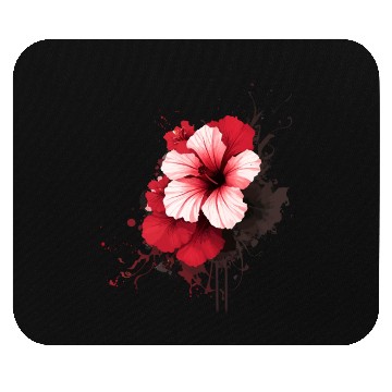 Discover A red hibiscus flower ink drawing Mouse Pads