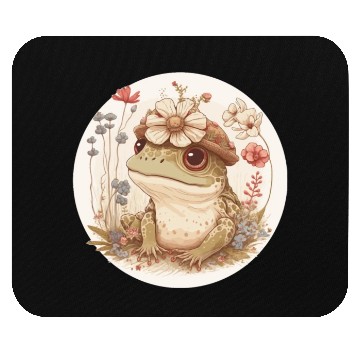 Discover Cottagecore Cute Frog Toad Flower Crown Dark Acade Mouse Pads