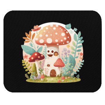 Discover Cottagecore Mushroom Toadstool House Cute Forest Mouse Pads