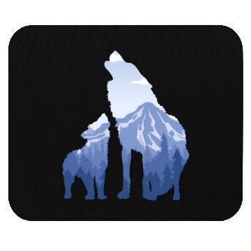 Discover Wolf And Puppy Husky Mountains Nature Hiking Mouse Pads