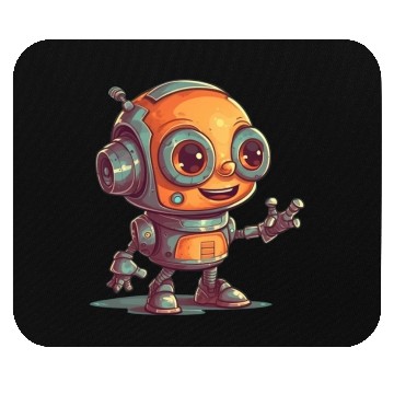 Discover Cute waving robot illustration technology friendly Mouse Pads