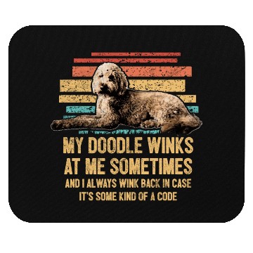 Discover My Doodle Winks At Me Funny Goldendoodle Dog Mouse Pads