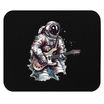 Discover Astronaut playing guitar in space Mouse Pads