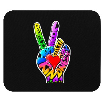 Discover Peace Love Hope Joy Faith Kindness Word Art by Tan Mouse Pads