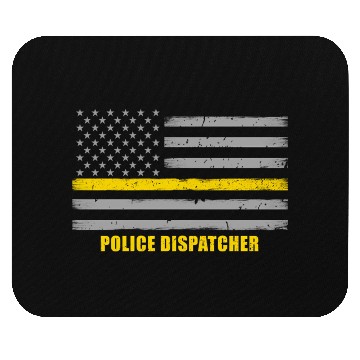 Discover Police Dispatcher - Thin Gold Line Flag Mouse Pads