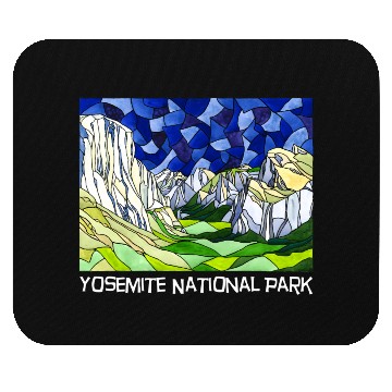 Discover Yosemite Valley Stained Glass Style Mouse Pads
