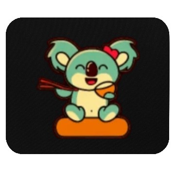 Discover Koala Retro Pocket Design eats with chopsticks Mouse Pads