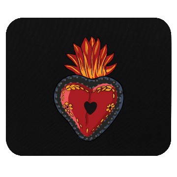 Discover Flaming Sacred Heart Mecan Folk Devotion Symbol Mouse Pads