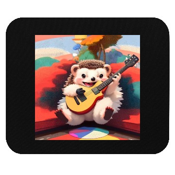 Discover Cute Hedgehog playing Guitar Mouse Pads