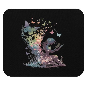 Discover Watercolor Butterfly Fairy Read Book Library Fanta Mouse Pads
