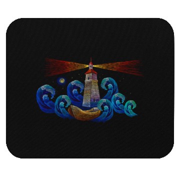 Discover Lighthouse Night y Boat And Sea Nautical Mouse Pads