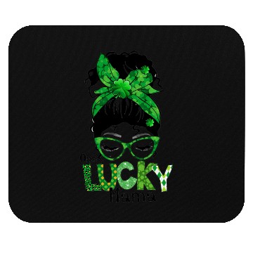 Discover Lucky Mama Messy Bun Leopard Shamrock St Mouse Pads