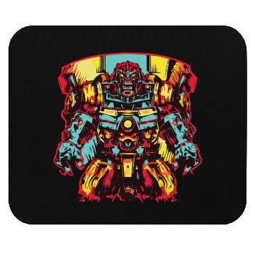 Discover Red Mouse Pads Retro Style 90s Cartoon Comic Hero Robot