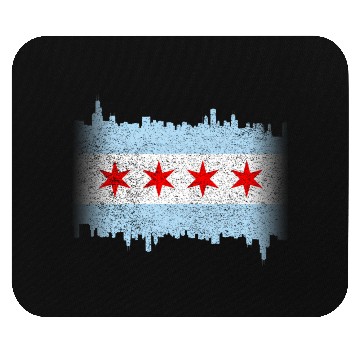 Discover Chicago Flag yline Distressed Mouse Pads