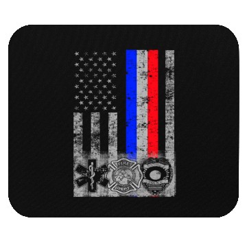 Discover Fireman Police Emt First Responder Flag Mouse Pads