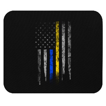 Discover Gold Blue Line 911 Police Dispatcher First Mouse Pads