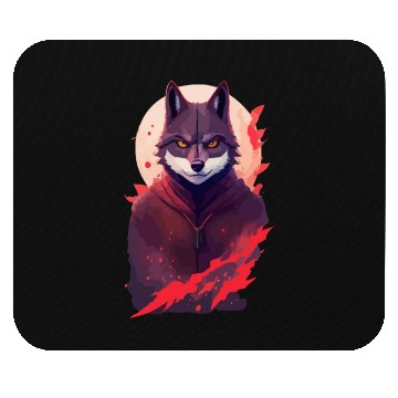 Discover Ninja Style: The Cute Wolf Face with a Twist of Me Mouse Pads