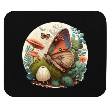 Discover Cottagecore Butterfly Mushroom Plants Botanic Herb Mouse Pads