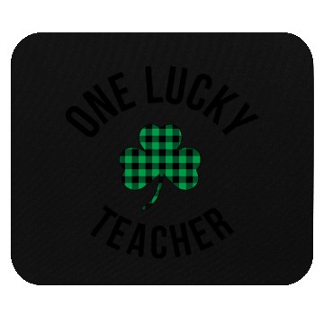 Discover One Lucky Teacher Buffalo Plaid Green Shamrock Mouse Pads