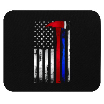 Discover Thin Red Blue Line American Flag Axe Firefighter Mouse Pads