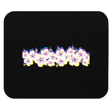 Discover Hawaii Hibiscus Flower Row 1970S Glitch Aesthetic Mouse Pads