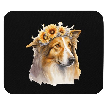 Discover Cute Collie Sunflower Dog Breed Pet Puppy Mouse Pads