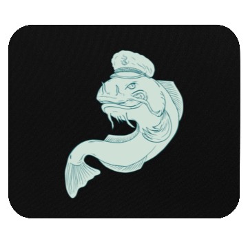 Discover Captain Catfish Drawing Mouse Pads