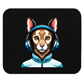 Discover Cool rabbit with headphones Mouse Pads