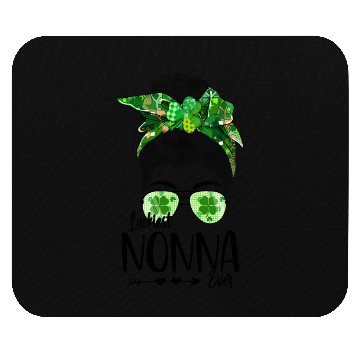 Discover Luckiest Nonna Ever Messy Bun Lucky Shamrock Mouse Pads