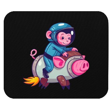 Discover Pig and Monkey as Astronauts Mouse Pads