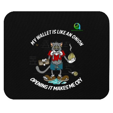 Discover Financial Humor Mouse Pads: Crying Onion Wallet - White T