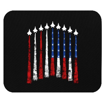Discover Fighter Air Plane Us Veterans y American Flag Mouse Pads
