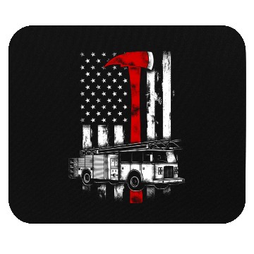 Discover American Firefighter Fire Truck Red Axe Flag Mouse Pads