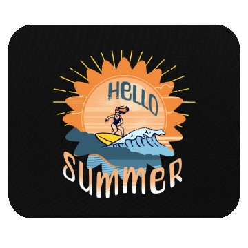 Discover Hello Summer Vacation Surfing Woman Mouse Pads