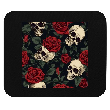 Discover Dark Elegant Goth Skulls & Red Roses Pattern Mouse Pads