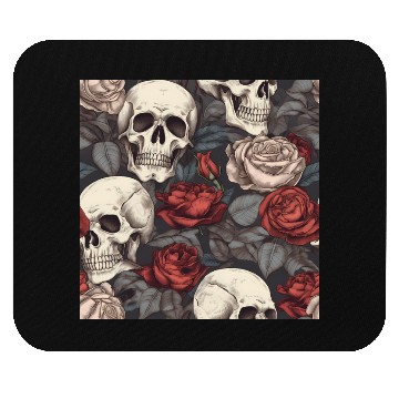 Discover Skulls & Red Roses Dark Elegant Gothic Pattern Mouse Pads