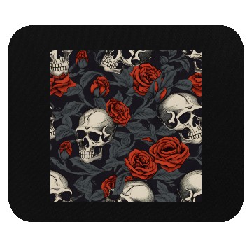 Discover Red Roses & Skulls Pattern Dark Elegant Gothic Mouse Pads