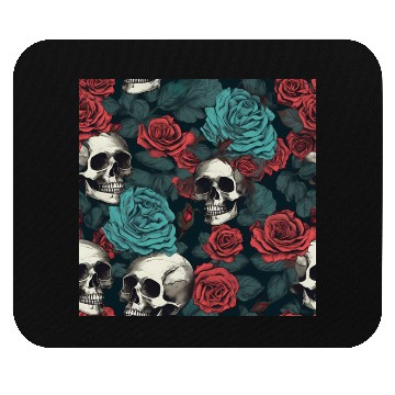 Discover Gothic Skulls & Red Roses Pattern Dark Elegant Mouse Pads