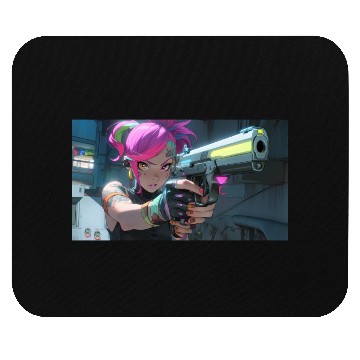 Discover Cyber Sakura: Neon Guardian Mouse Pads
