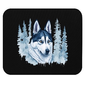 Discover Siberian Husky With A Winter Forest Mouse Pads