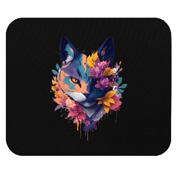 Discover colorful face ninja cat flowers Mouse Pads