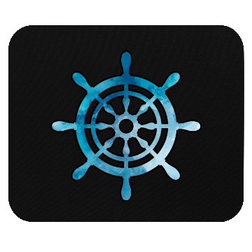 Discover Ship Wheel blue watercolor Mouse Pads